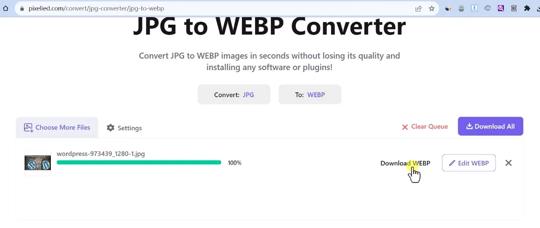 独立站图片批量压缩转换Webp格式插件Converter for Media